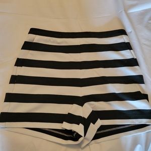 Black and white high waist shorts